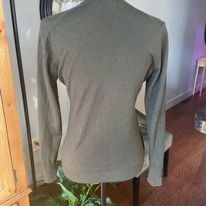 J Crew V Neck Wool Blend Green Sweater